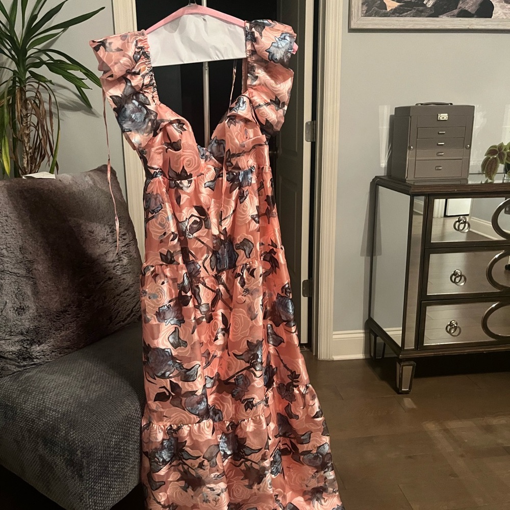 Buddy Love Orange Maxi Sundress Sweetheart Neckline